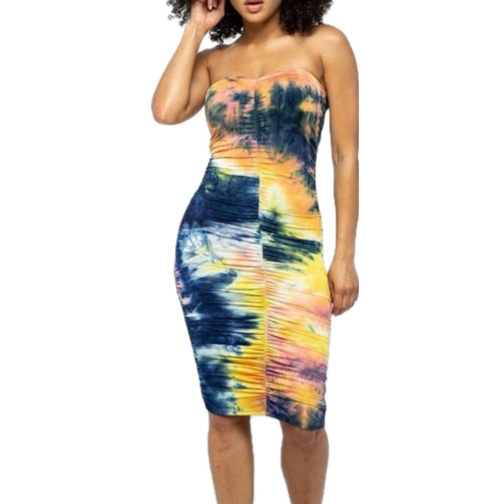 Tie-dye Midi Tube Dress - Medium